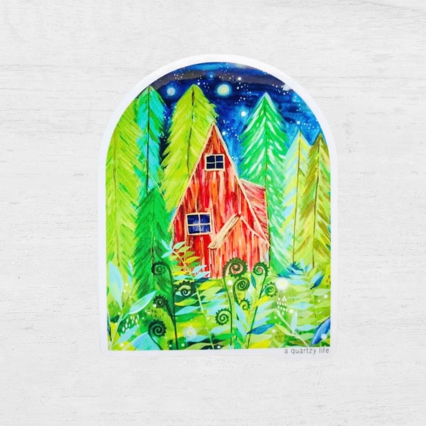 Whimsical Woodland Cabin Sticker