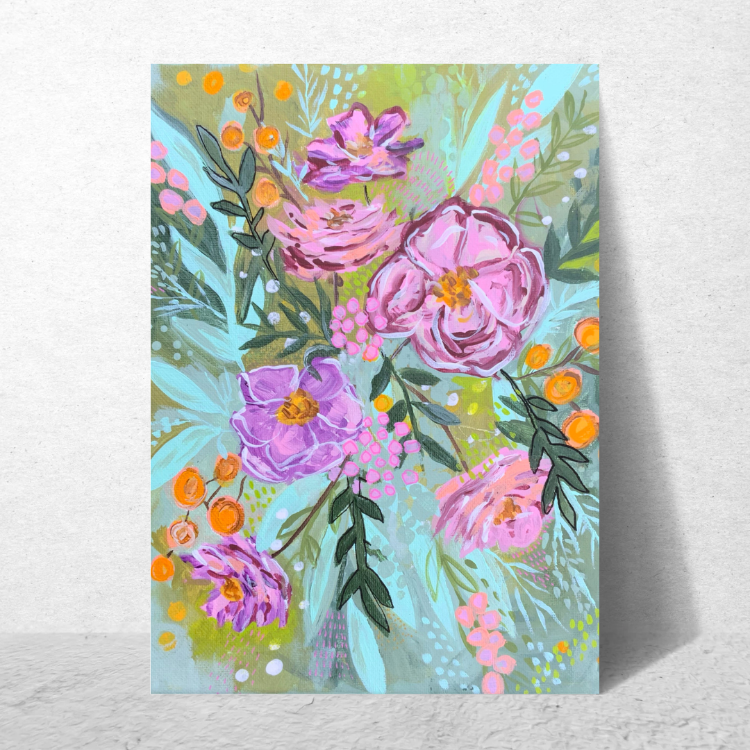 "Gentleness" Green Floral Card
