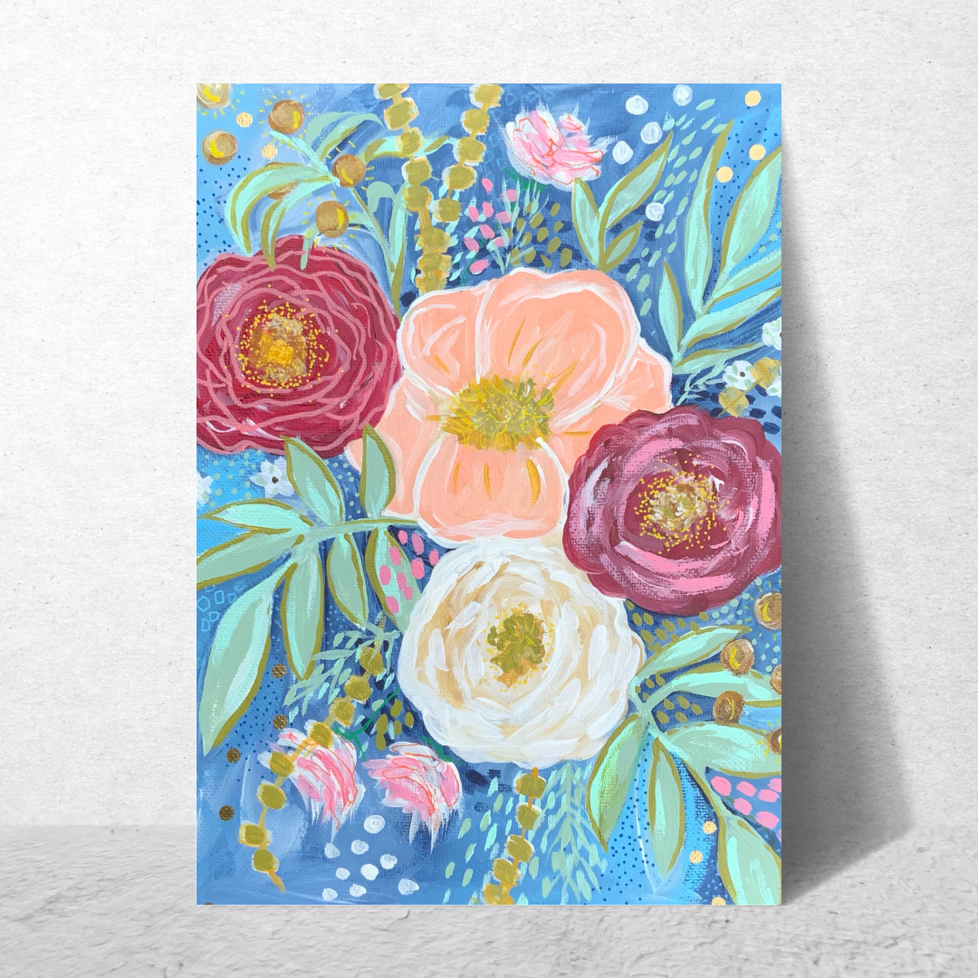 "Kindness" Blue Floral Card