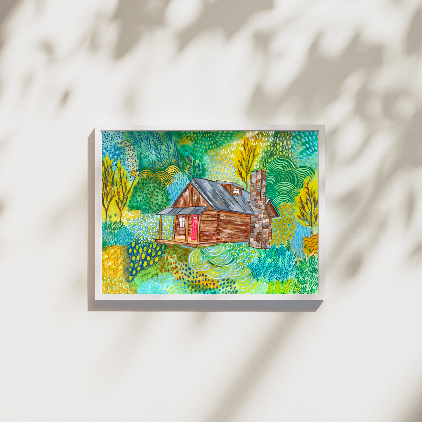 Whimsical Log Wood Cabin Art Print