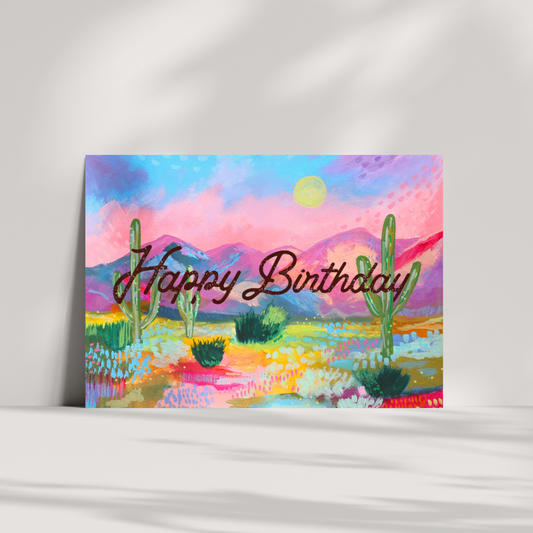 Colorful Desert Happy Birthday Card