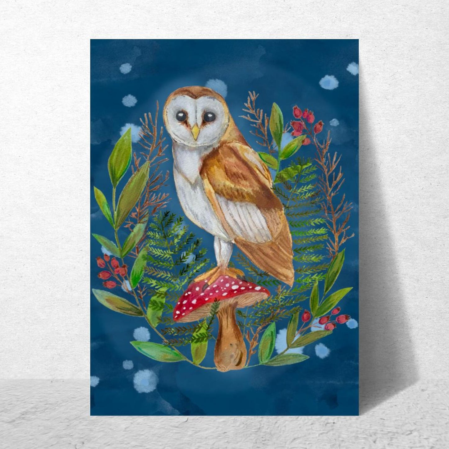 Owl on Mushroom Card