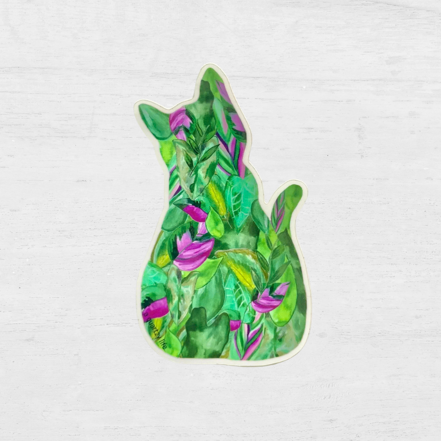 Plant Leaves Cat Sticker