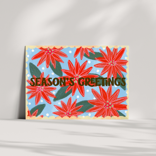 Season's Greetings Poinsettia Card