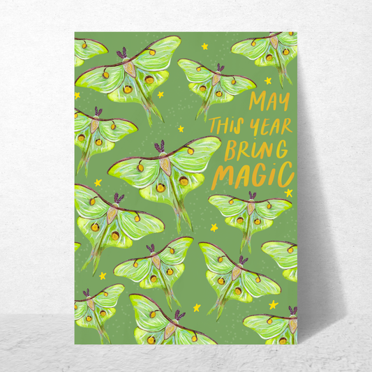 May This Year Bring Magic Luna Moths Card