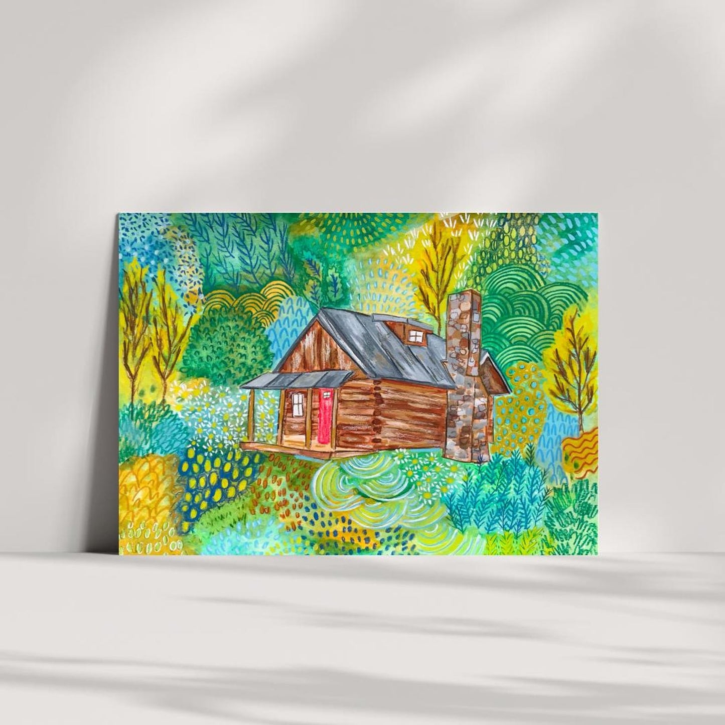Whimsical Log Cabin Card